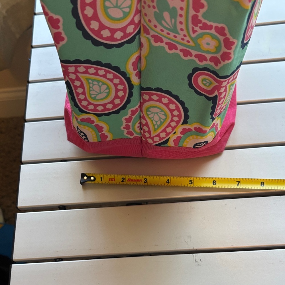 WB Pink and Blue Paisley Tote with a G monogram. - Picture 8 of 9